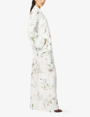 ERDEM: Graphic-Pattern Wide-Leg Silk Trousers