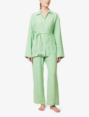 SLEEPER WOMENS SLEEPER MISS CAT BELTED LOUNGE PIECE-OF-TWO WOVEN SET 