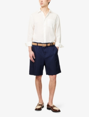 DUNHILL: Patch-Pocket Curved-Hem Linen Shirt