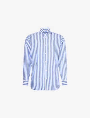 DUNHILL: Stripe-Print Long-Sleeve Cotton-Blend Shirt