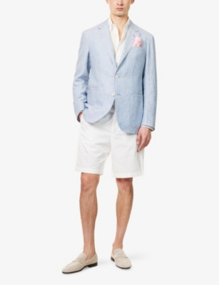 DUNHILL MENS DUNHILL TWO-SLIP-POCKETS HIGH-RISE COTTON-POPLIN SHORTS 
