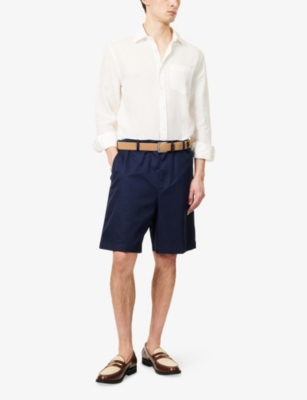 DUNHILL MENS DUNHILL TWO-SLIP-POCKETS HIGH-RISE COTTON-POPLIN SHORTS 