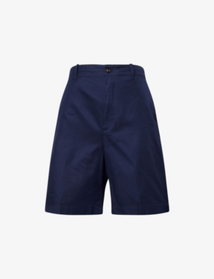 DUNHILL MENS DUNHILL TWO-SLIP-POCKETS HIGH-RISE COTTON-POPLIN SHORTS 