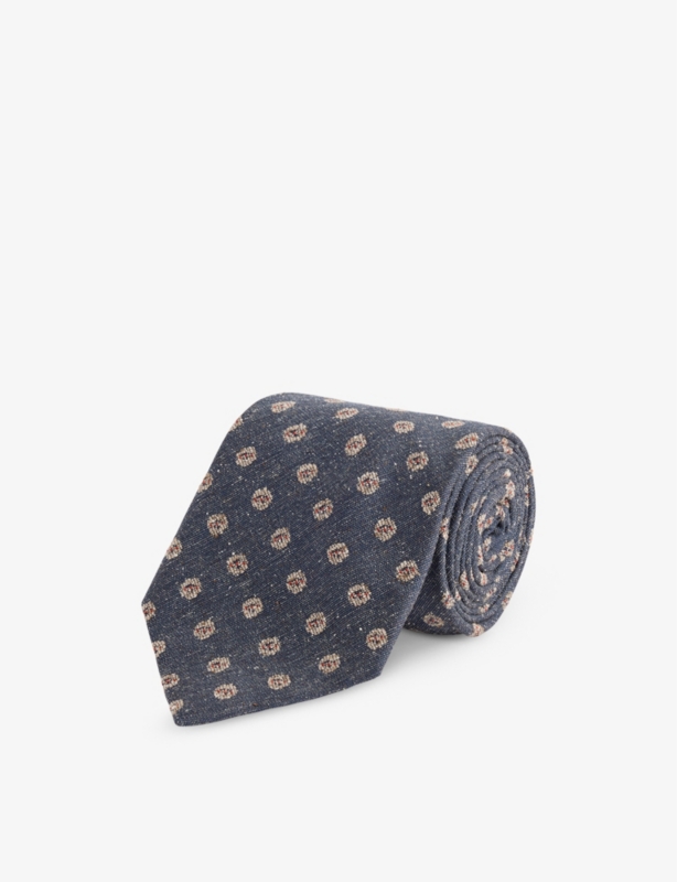 Floral-Pattern Silk Tie