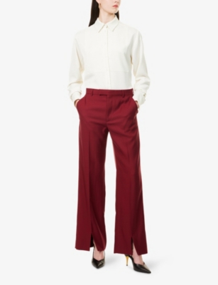 Gucci Wool Trousers With Front Pleats And Pockets In Rosso Ancora