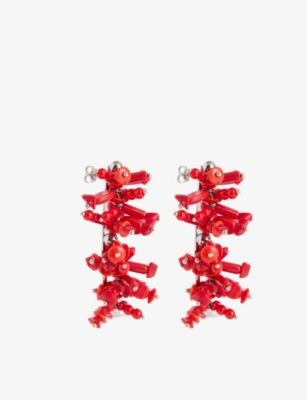 DRIES VAN NOTEN: Beaded Engraved Brass Earrings