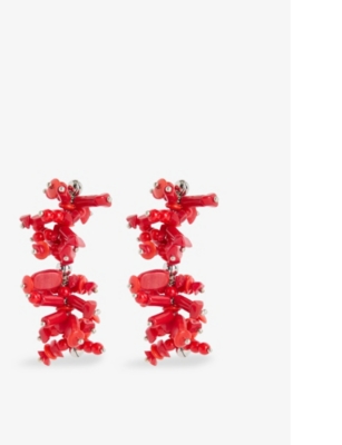 DRIES VAN NOTEN: Beaded Engraved Brass Earrings