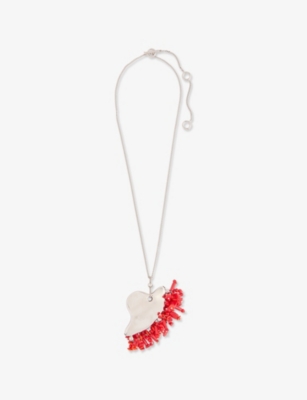 Dries Van Noten Womens Ruby Silver-tone Metal Pendant Necklace