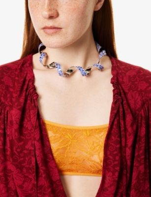 DRIES VAN NOTEN: Lilac Brass Necklace