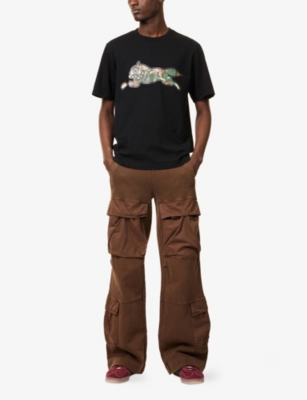 ICECREAM MENS WOODLAND DOG-PRINT RELAXED-FIT COTTON-JERSEY T-SHIRT BLACK XL 