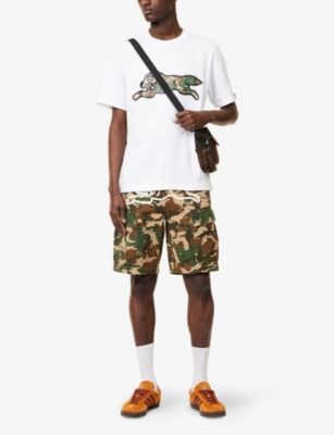 ICECREAM: Woodland Camouflage Multi-Pockets Relaxed-Fit Denim Shorts