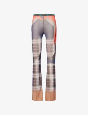 OTTOLINGER: Graphic-Pattern Straight-Leg Slim Mesh Trousers