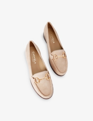 Carvela Comfort Womens Cream Click Suede Loafers Eur 40 / 7 Uk