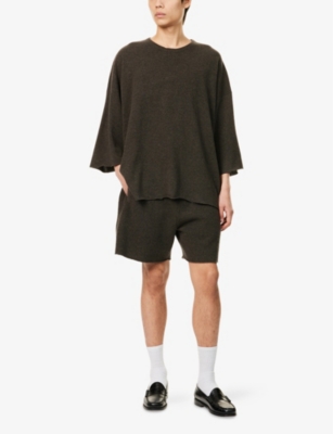 FEAR OF GOD: Logo-Patch Melange Knitted Merino-Wool Shorts