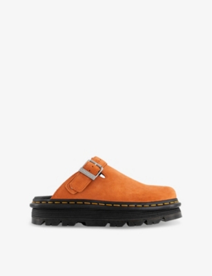 DR. MARTENS: Zebzag Platform Suede Mules