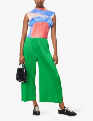 PLEATS PLEASE ISSEY MIYAKE: Backlight Cropped Sleeveless Pleated Knit Top