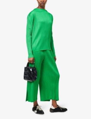PLEATS PLEASE ISSEY MIYAKE: Long-Sleeve Mock-Neck Pleats Knitted Top