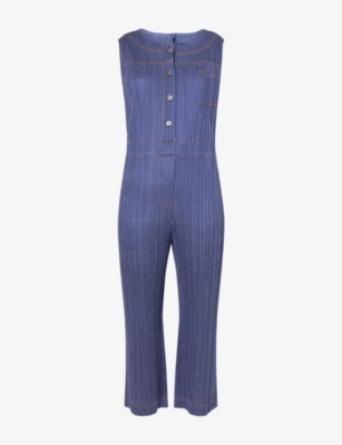PLEATS PLEASE ISSEY MIYAKE: Sleeveless Straight-Leg Knitted Jumpsuit