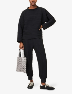 PLEATS PLEASE ISSEY MIYAKE: Horizontal-Rib Crepe Knit Top