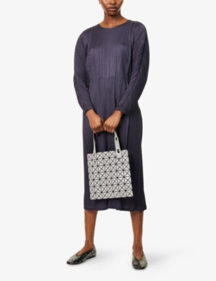 PLEATS PLEASE ISSEY MIYAKE: Lantern Long-Sleeve Pleated Knitted Midi Dress
