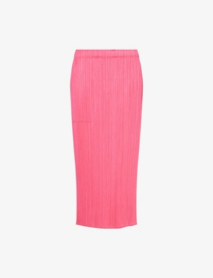 PLEATS PLEASE ISSEY MIYAKE: Monthly Colors: March Two-Slip-Pockets Knitted Midi Skirt