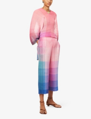PLEATS PLEASE ISSEY MIYAKE: Photon Straight-Leg Knitted Trousers
