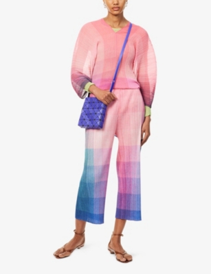 PLEATS PLEASE ISSEY MIYAKE: Photon V-Neck Knitted Top