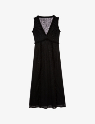 THE KOOPLES: V-Neck Ruffle-Trim Woven Midi Dress