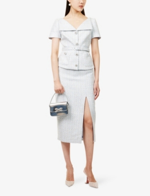 Bouclé Tweed Knitted Midi Dress
