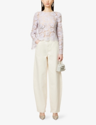 SELF-PORTRAIT: Fluted-Sleeve Lace Top