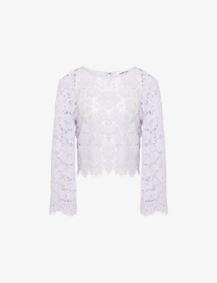 SELF-PORTRAIT: Fluted-Sleeve Lace Top