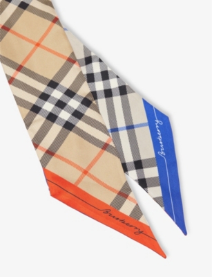 BURBERRY: Rectangular check-pattern silk scarf
