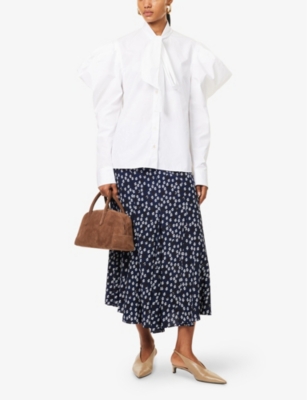 PROENZA SCHOULER WOMENS NAVY MULTI JOELLE PRINTED STRETCH-WOVEN BLEND MAXI SKIRT