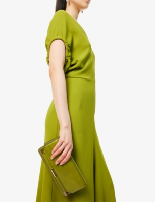 Victoria Beckham Womens 202 Leather Clutch Bag Green