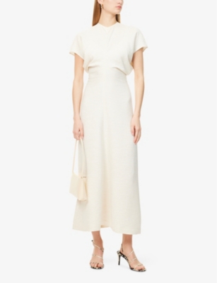TOTEME: Cap-Sleeves Ribbed Woven Maxi Dress