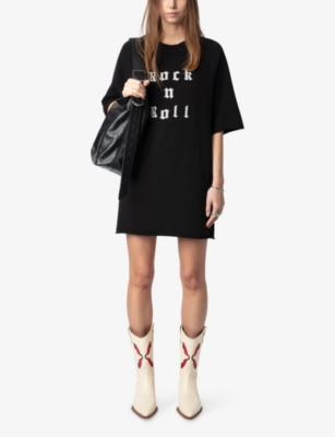 ZADIG&VOLTAIRE: Grace Graphic-Print Short-Sleeve Cotton T-Shirt Dress