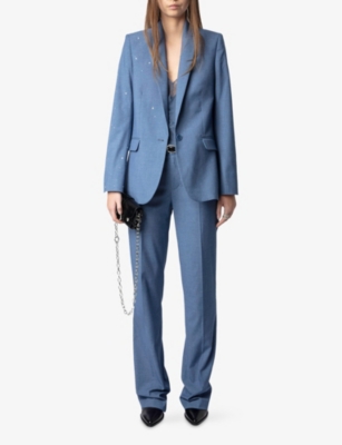 ZADIG&VOLTAIRE: Valse Rhinestone-Embellished Single-Breasted Stretch-Woven Blazer