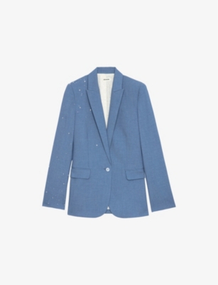 ZADIG&VOLTAIRE: Valse Rhinestone-Embellished Single-Breasted Stretch-Woven Blazer
