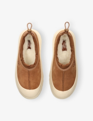 UGG WOMENS TAN COMB TASMAN WEATHER LOGO-EMBOSSED SUEDE SLIPPERS EUR 36 / 3 UK 