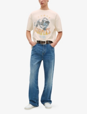 The Kooples Mens Ecru Graphic-print Relaxed-fit Cotton T-shirt In Ecru