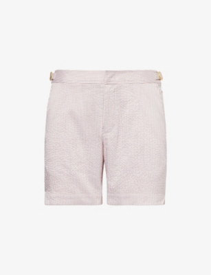 ORLEBAR BROWN: Bulldog Mid-Length Classic Textured Stripe Swim Shorts