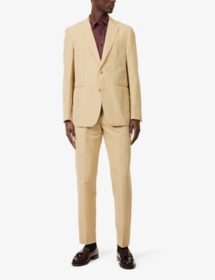 ORLEBAR BROWN MENS BISCUIT NOTCHED-LAPEL JETTED-POCKET REGULAR-FIT LINEN-BLEND BLAZER 