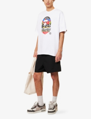 A Bathing Ape Mens Overprinted Multi Ape Head Cotton-jersey T-shirt White Multi Camo In White