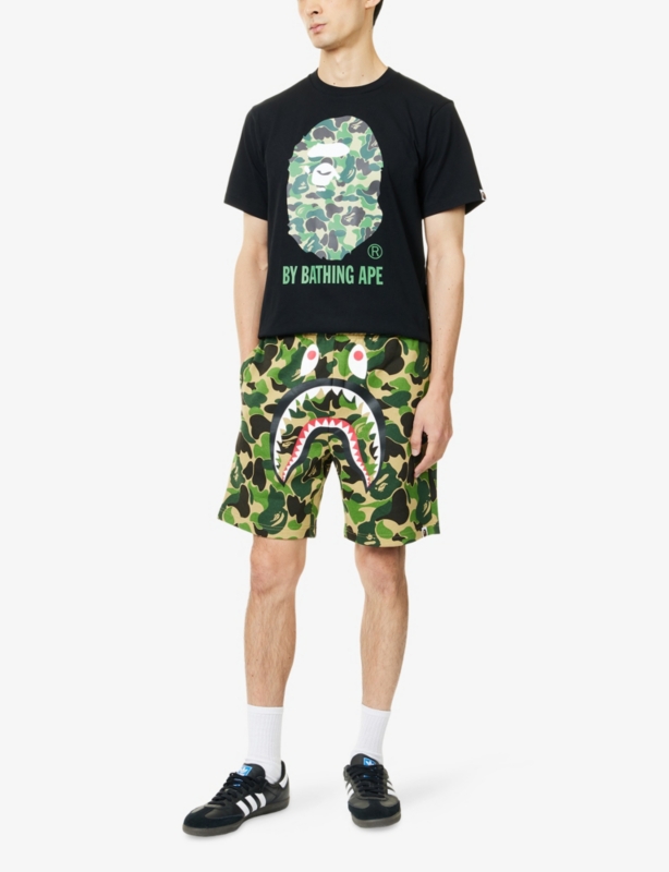 Camo Shark Printed Cotton Sweat Shorts