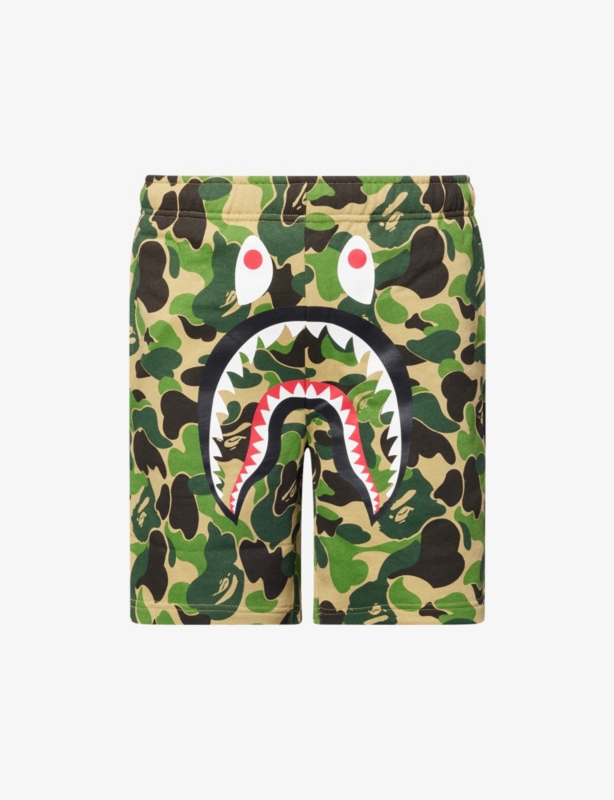 Camo Shark Printed Cotton Sweat Shorts