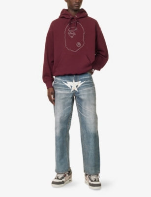 A BATHING APE: Fake Print Sta Relaxed-Fit Denim Jeans