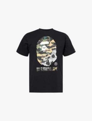 Mens A Bathing Ape Graphic-Print Crewneck Cotton-Jersey T-Shirt