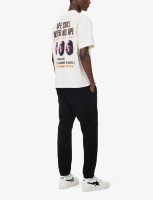 A BATHING APE: Slogan Graphic-Print Crewneck Cotton T-Shirt