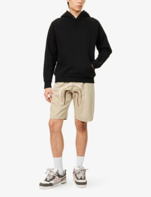 A BATHING APE: Shark Embroidered Denim Shorts