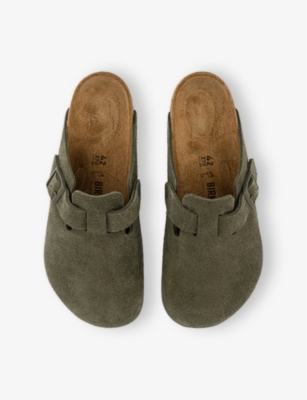 BIRKENSTOCK: Boston Logo-Embossed Suede Clogs